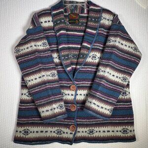 M Vintage Alps Shawl Collar Womens Cardigan Coat Southwest Aztec Boho Geometric